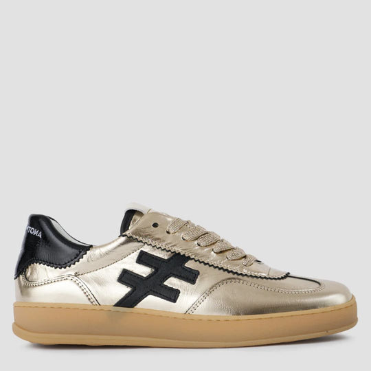 Another Trend KOPA Gold Metallic & Black Trainers