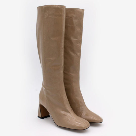 Angel Alarcon JATA Taupe Patent Knee-High Boots