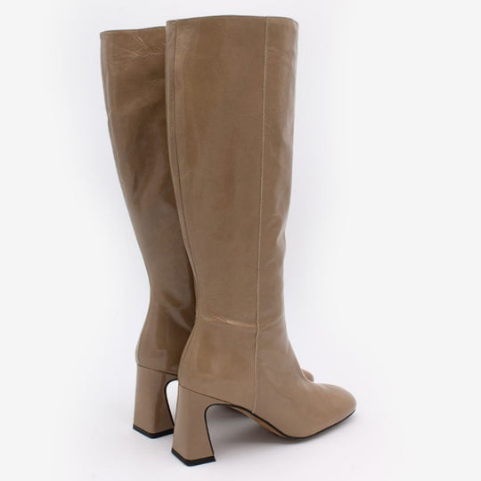 Angel Alarcon JATA Taupe Patent Knee-High Boots