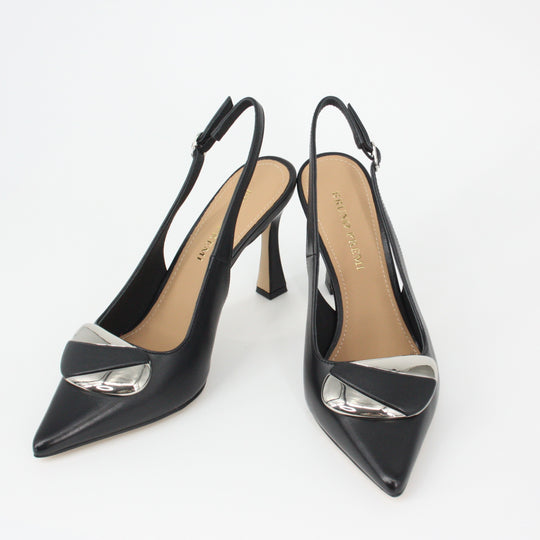 Bruno Premi HERA Black Leather Jeweled Heel