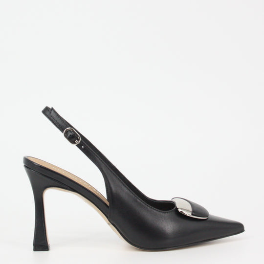 Bruno Premi HERA Black Leather Jeweled Heel