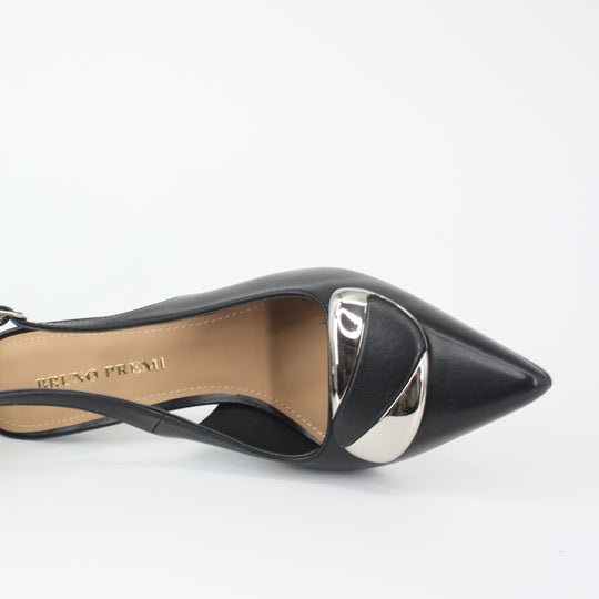 Bruno Premi HERA Black Leather Jeweled Heel