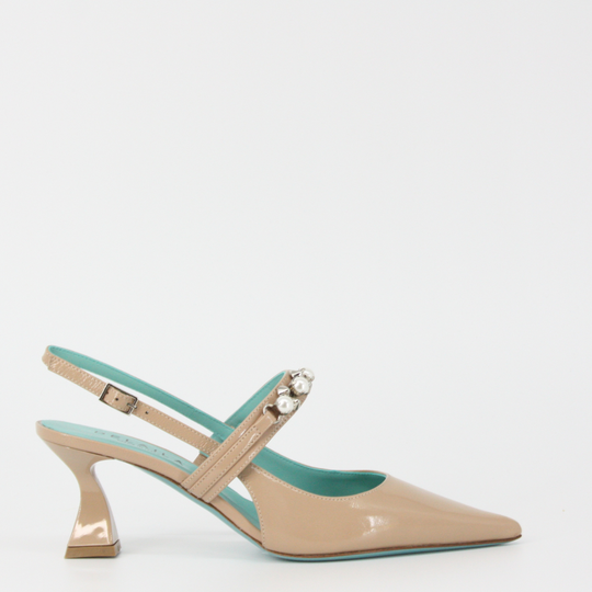 Delaila PALMIRA Nude Leather Jeweled Pumps