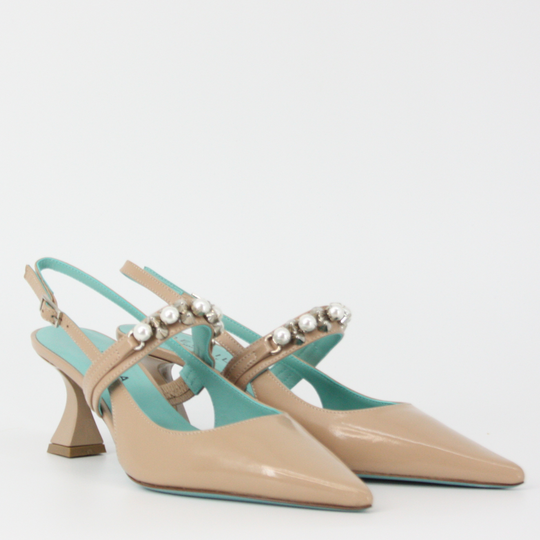 Delaila PALMIRA Nude Leather Jeweled Pumps