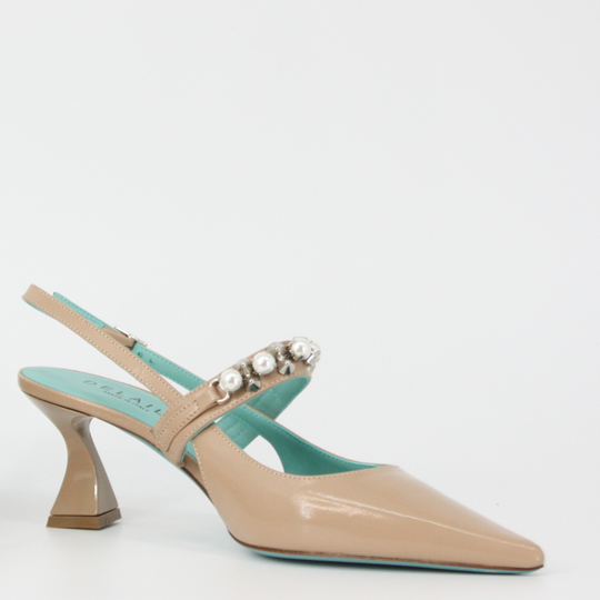 Delaila PALMIRA Nude Leather Jeweled Pumps
