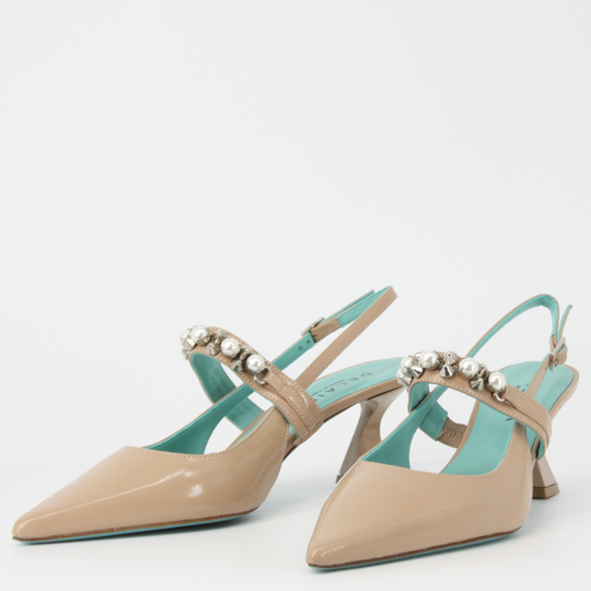 Delaila PALMIRA Nude Leather Jeweled Pumps