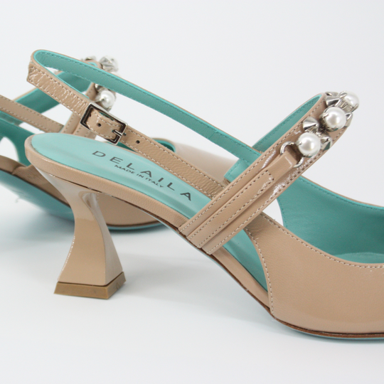 Delaila PALMIRA Nude Leather Jeweled Pumps