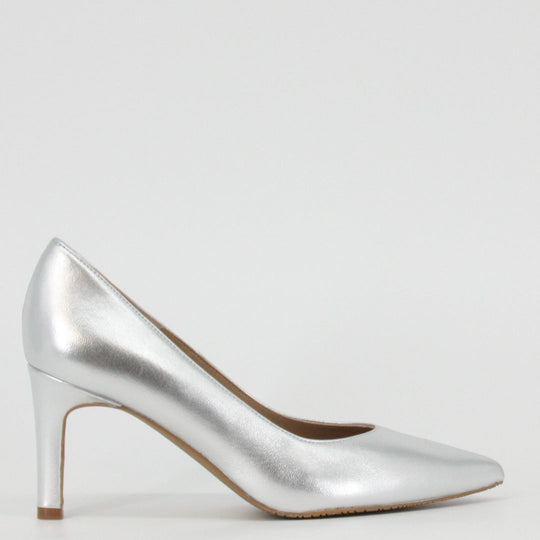 Gerry Mc Guire's EVIE Silver Leather Heels