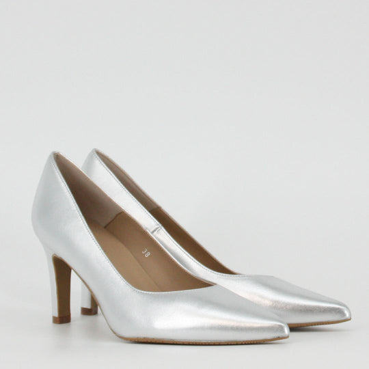 Gerry Mc Guire's EVIE Silver Leather Heels