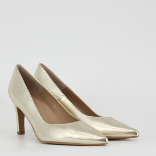 Gerry Mc Guire's EVIE Gold Leather Heels