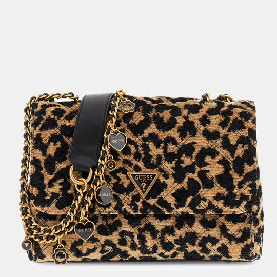 Guess GIULLY Animalier-Effect Velvet Crossbody