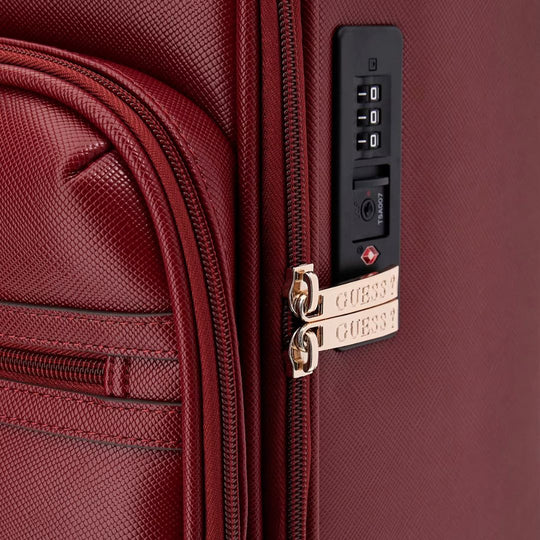 GUESS NOROM Saffiano Red Suitcase
