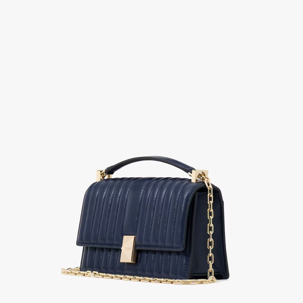 Kate Spade DECO PARISIAN Quilted Navy Mini Flap Chain Crossbody