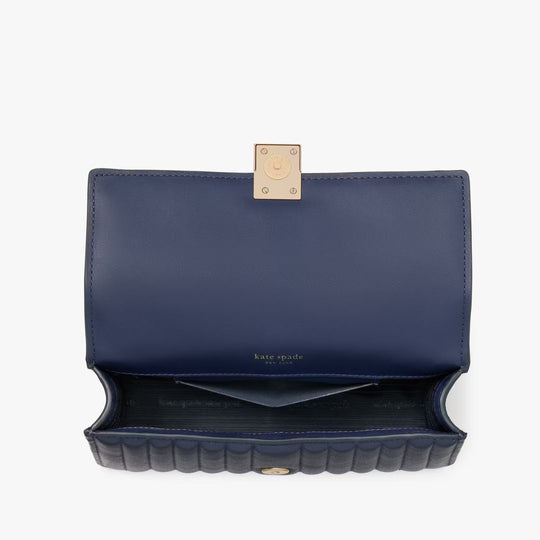 Kate Spade DECO PARISIAN Quilted Navy Mini Flap Chain Crossbody
