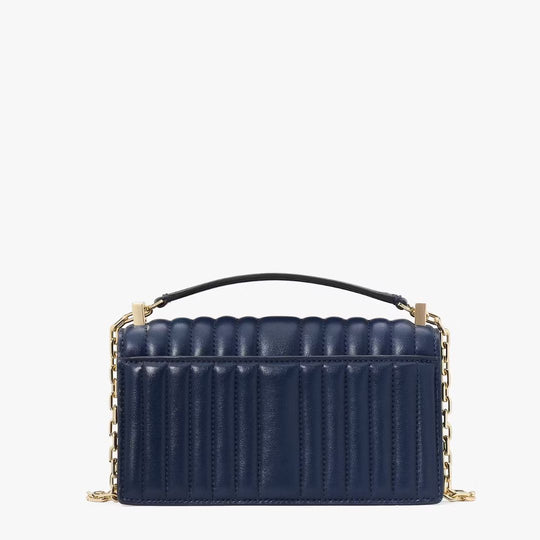Kate Spade DECO PARISIAN Quilted Navy Mini Flap Chain Crossbody