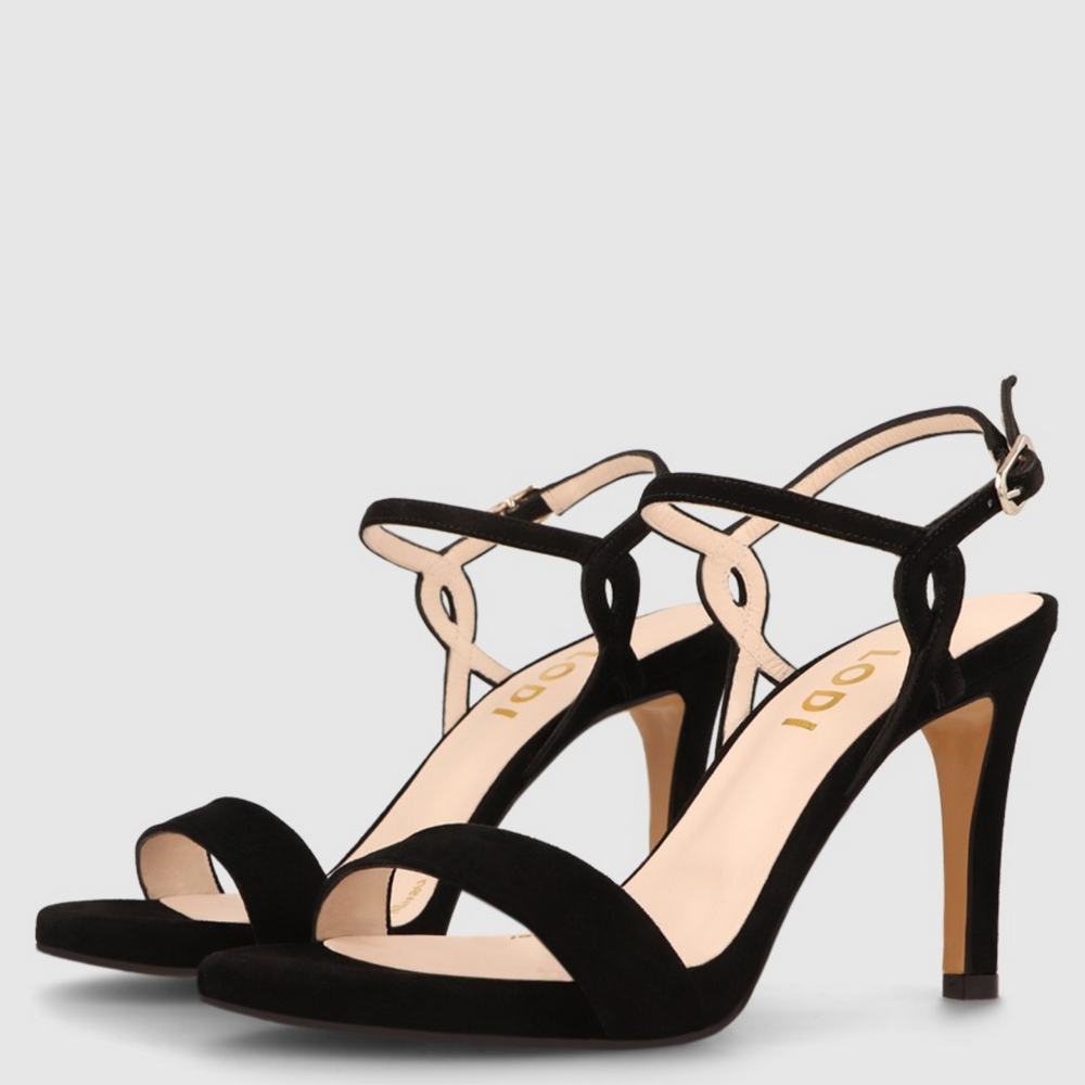 Lodi INCANNES Black Suede Sandals