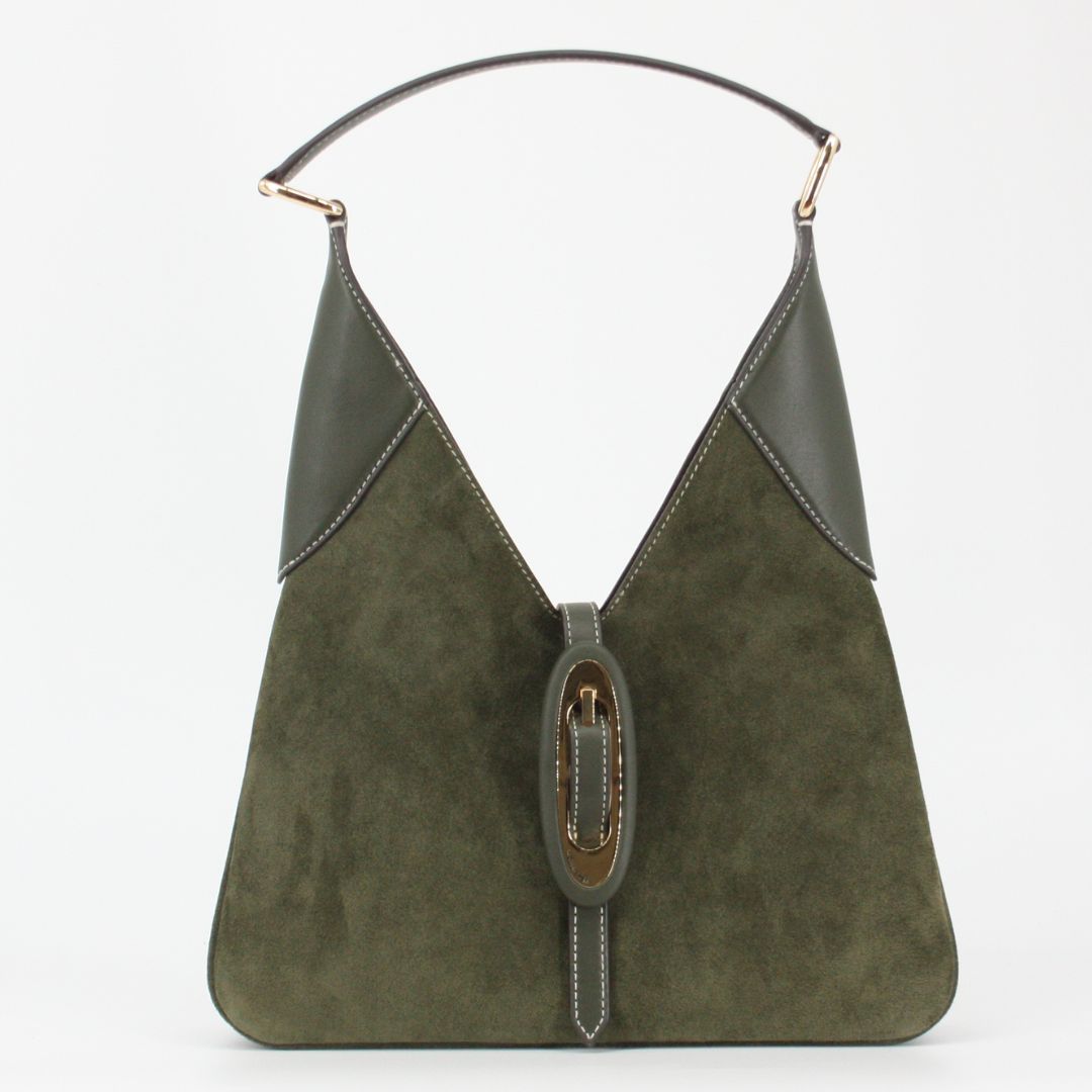 Michael Kors CORNELIA Green Suede Hobo Shoulder Bag