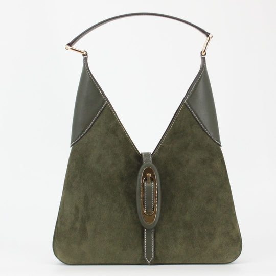 Michael Kors CORNELIA Green Suede Hobo Shoulder Bag