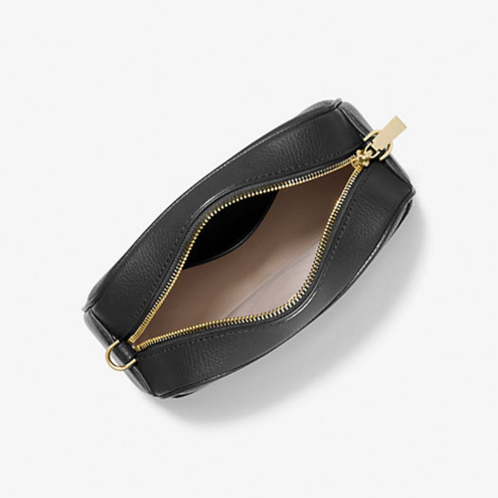 Michael Kors JET SET Black Leather Camera Crossbody Bag