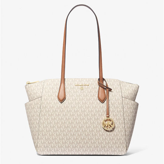 Michael Kors MARILYN Vanilla/Acorn Logo Tote Bag