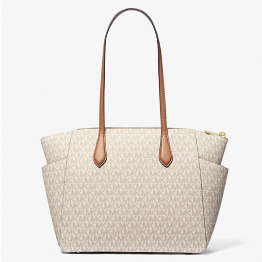 Michael Kors MARILYN Vanilla/Acorn Logo Tote Bag