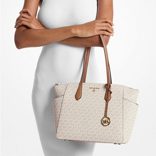 Michael Kors MARILYN Vanilla/Acorn Logo Tote Bag