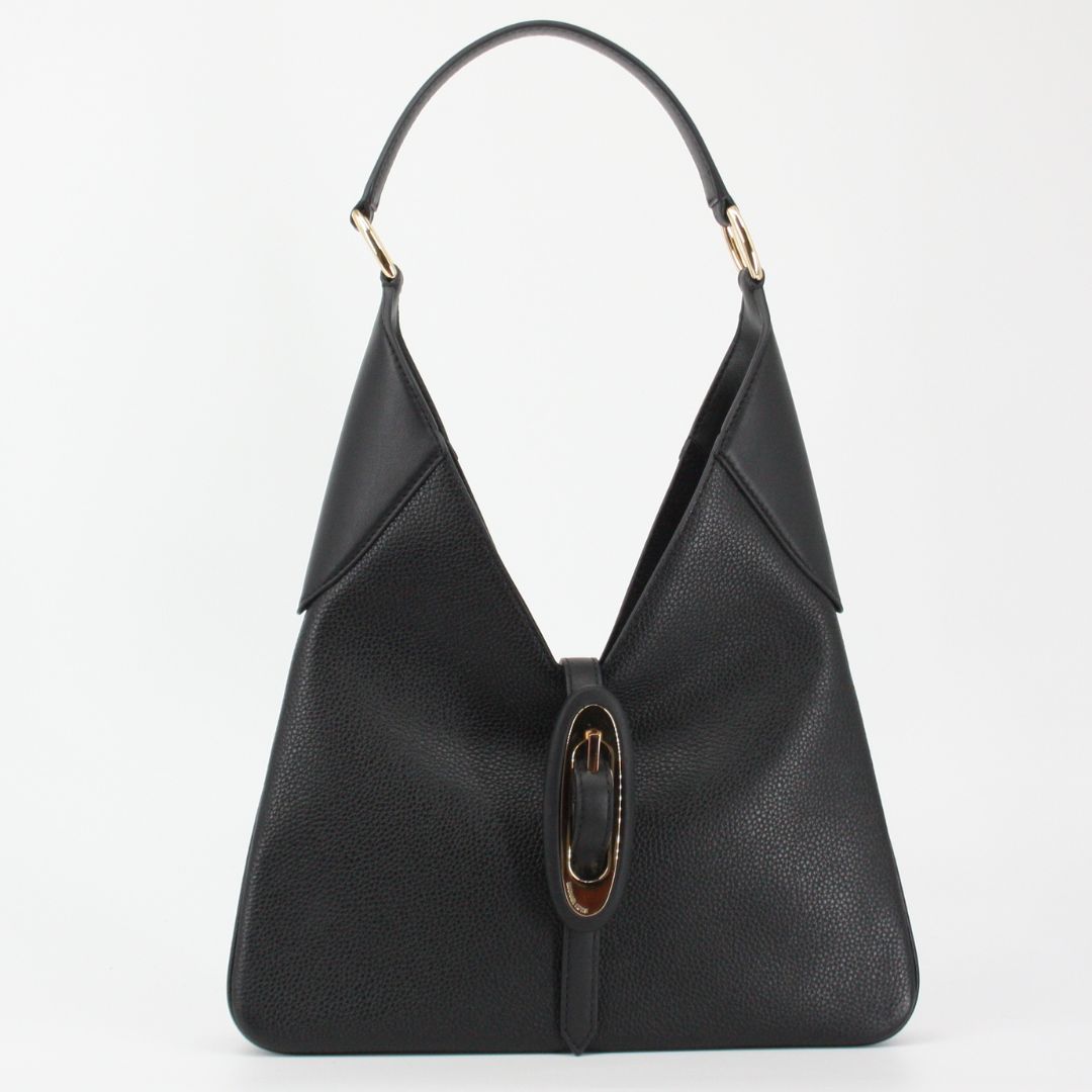 Michael Kors CORNELIA Black Leather Hobo Shoulder Bag