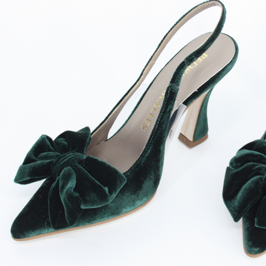 Pedro Miralles ALMADA Green Bow Detail Velvet Pump