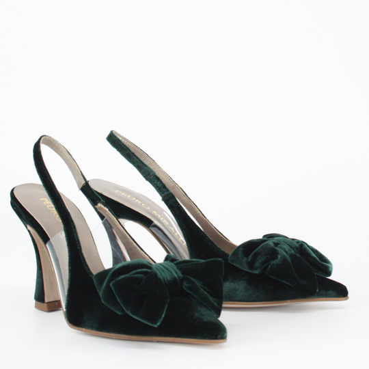 Pedro Miralles ALMADA Green Bow Detail Velvet Pump
