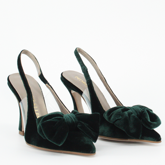 Pedro Miralles ALMADA Green Bow Detail Velvet Pump