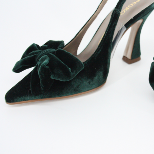 Pedro Miralles ALMADA Green Bow Detail Velvet Pump