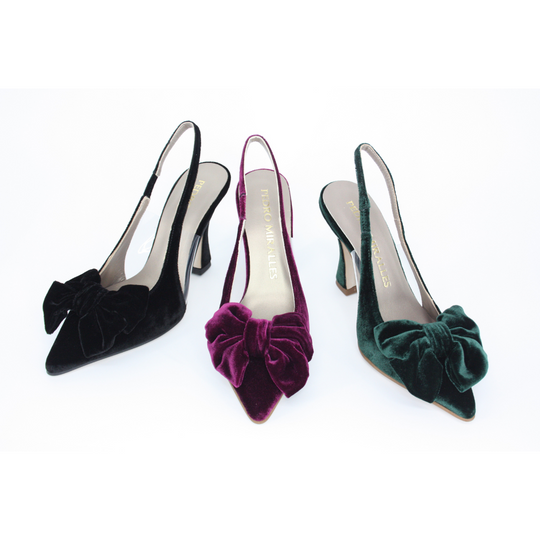 Pedro Miralles ALMADA Burgundy Bow Detail Velvet Pump
