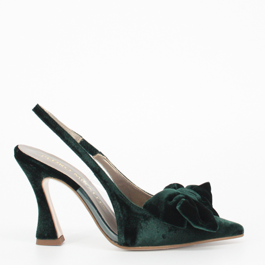 Pedro Miralles ALMADA Green Bow Detail Velvet Pump