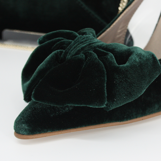 Pedro Miralles ALMADA Green Bow Detail Velvet Pump