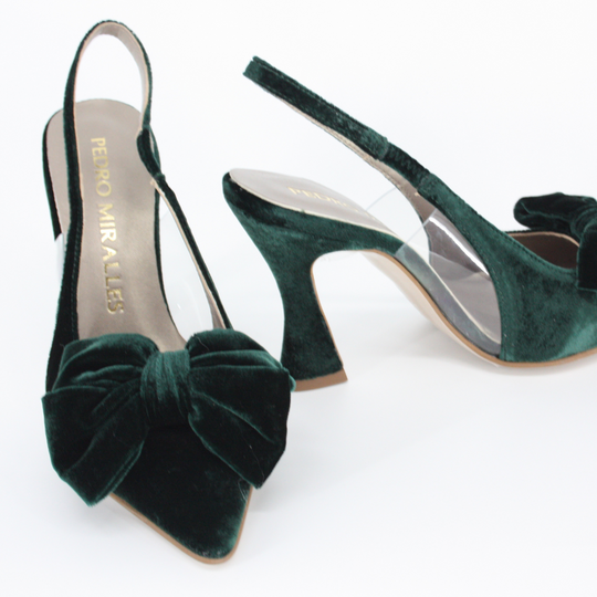 Pedro Miralles ALMADA Green Bow Detail Velvet Pump