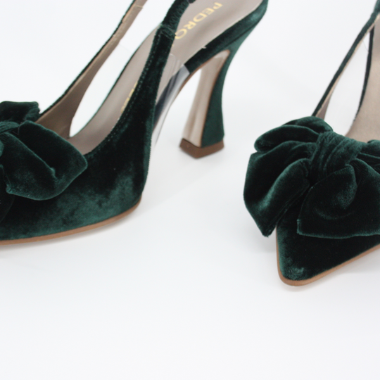 Pedro Miralles ALMADA Green Bow Detail Velvet Pump