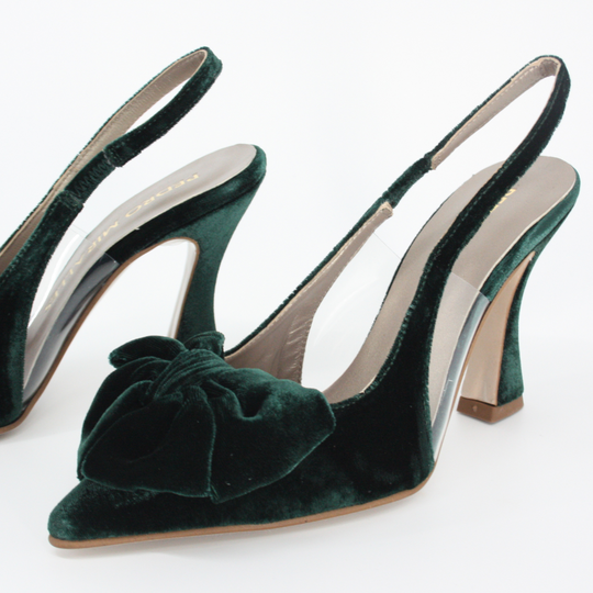 Pedro Miralles ALMADA Green Bow Detail Velvet Pump