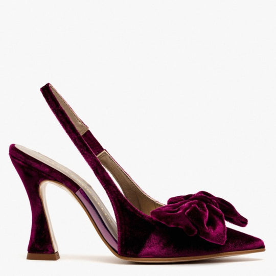 Pedro Miralles ALMADA Burgundy Bow Detail Velvet Pump
