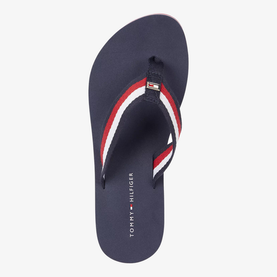 Tommy Hilfiger Webbing Pool Slide Navy, Red & White Flip-Flops
