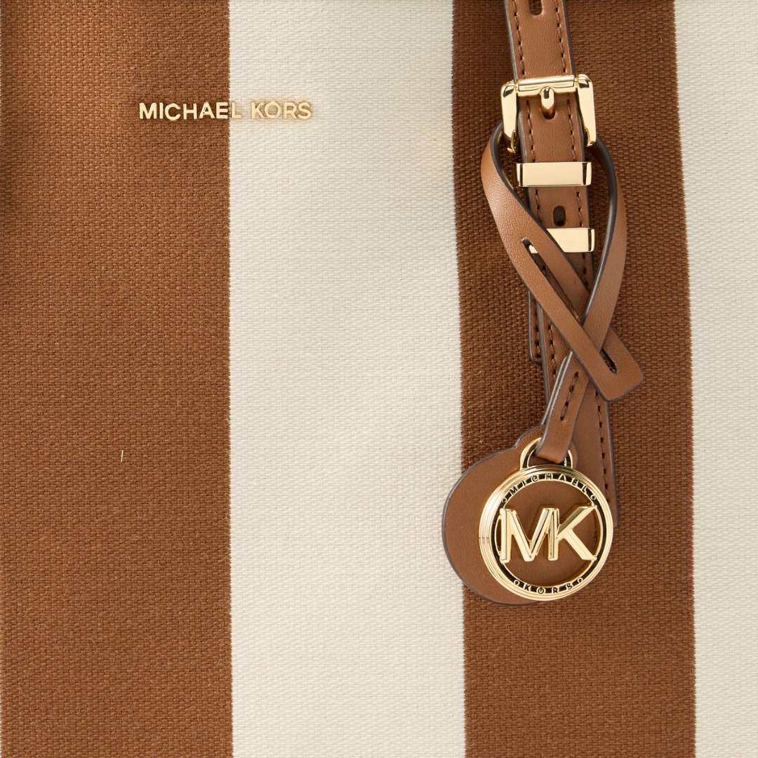 Michael Kors QUINN Brown Stripe Tote