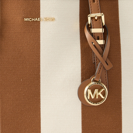 Michael Kors QUINN Brown Stripe Tote