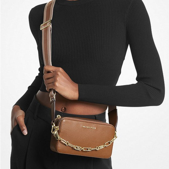 Michael Kors JET SET Small Pebbled Leather Double Zip Camera Bag