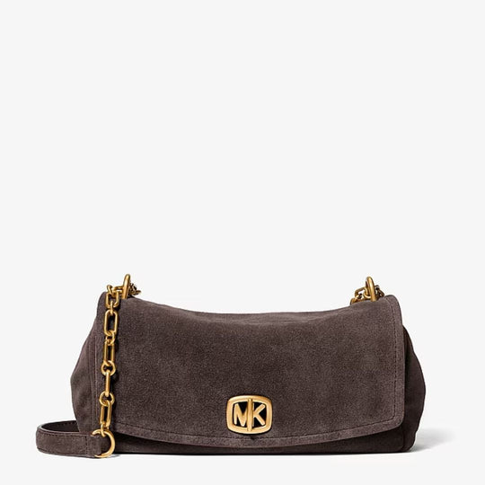 Michael Kors BRYANT Small Suede Convertible Chocolate Shoulder Bag