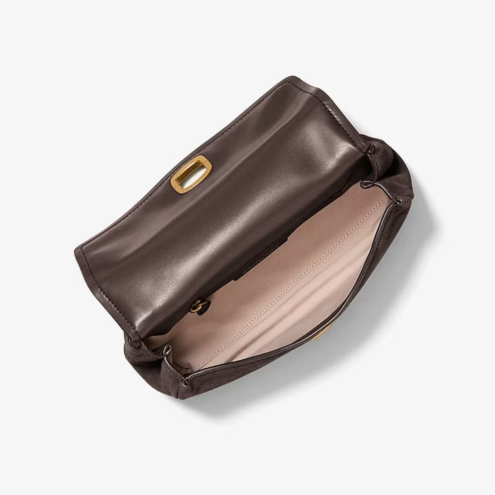 Michael Kors BRYANT Small Suede Convertible Chocolate Shoulder Bag