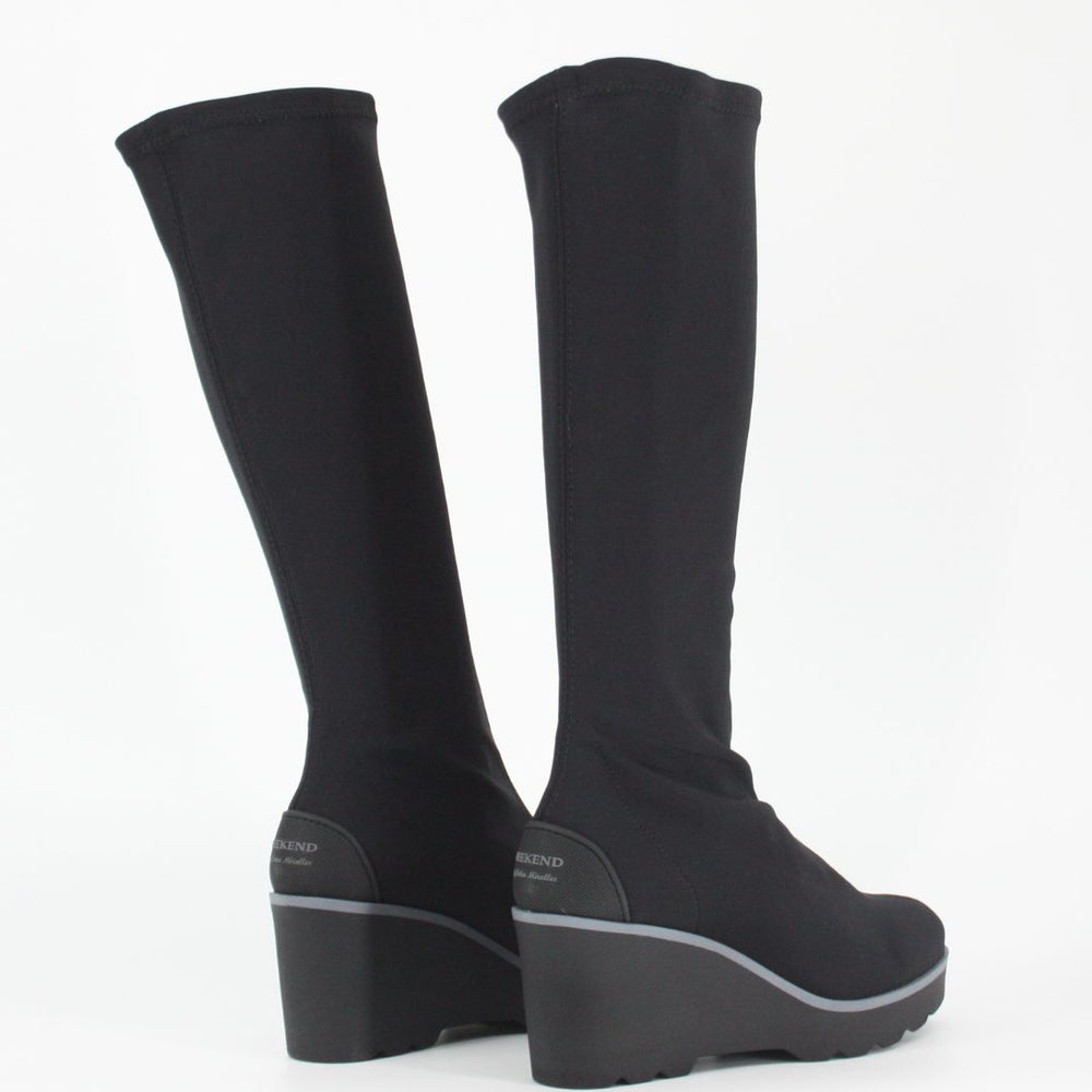 Pedro Miralles AMSTEL Knee High Black Wedge Boots