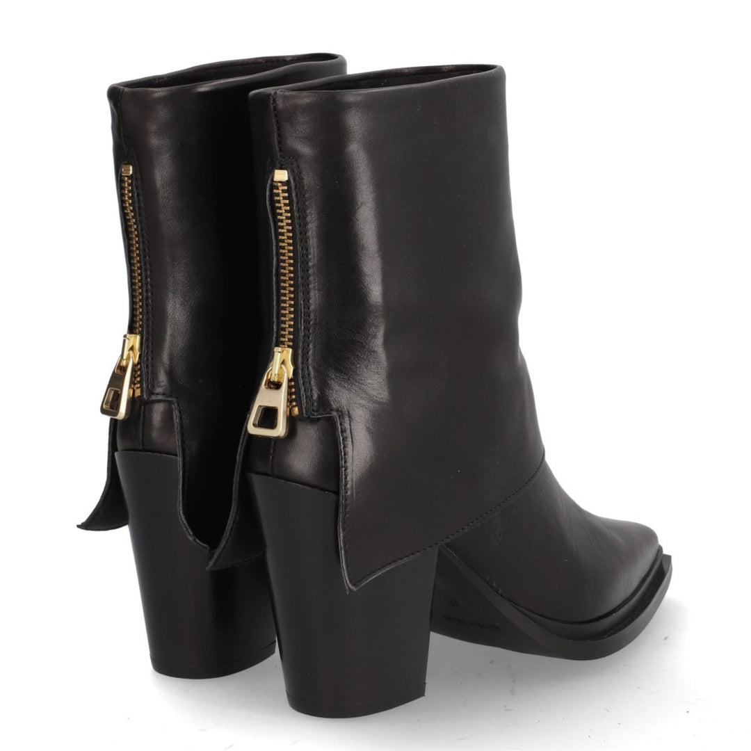 Alpe CAROLINE Black Leather Ankle Boots