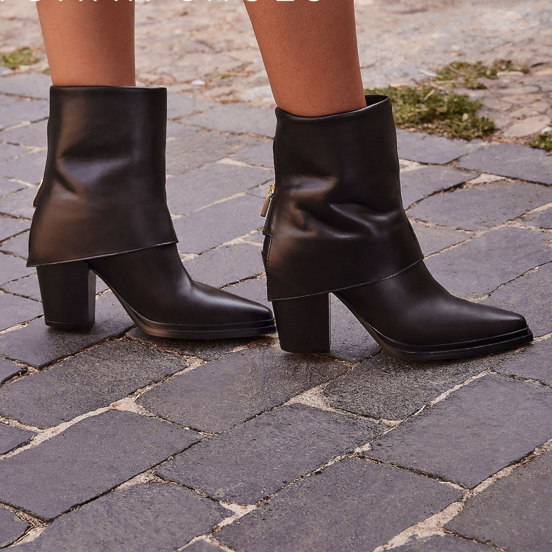 Alpe CAROLINE Black Leather Ankle Boots