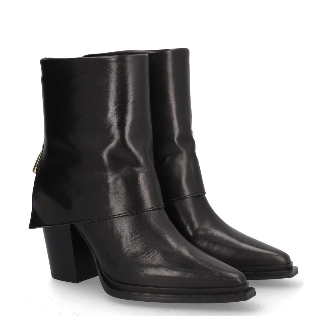 Alpe CAROLINE Black Leather Ankle Boots