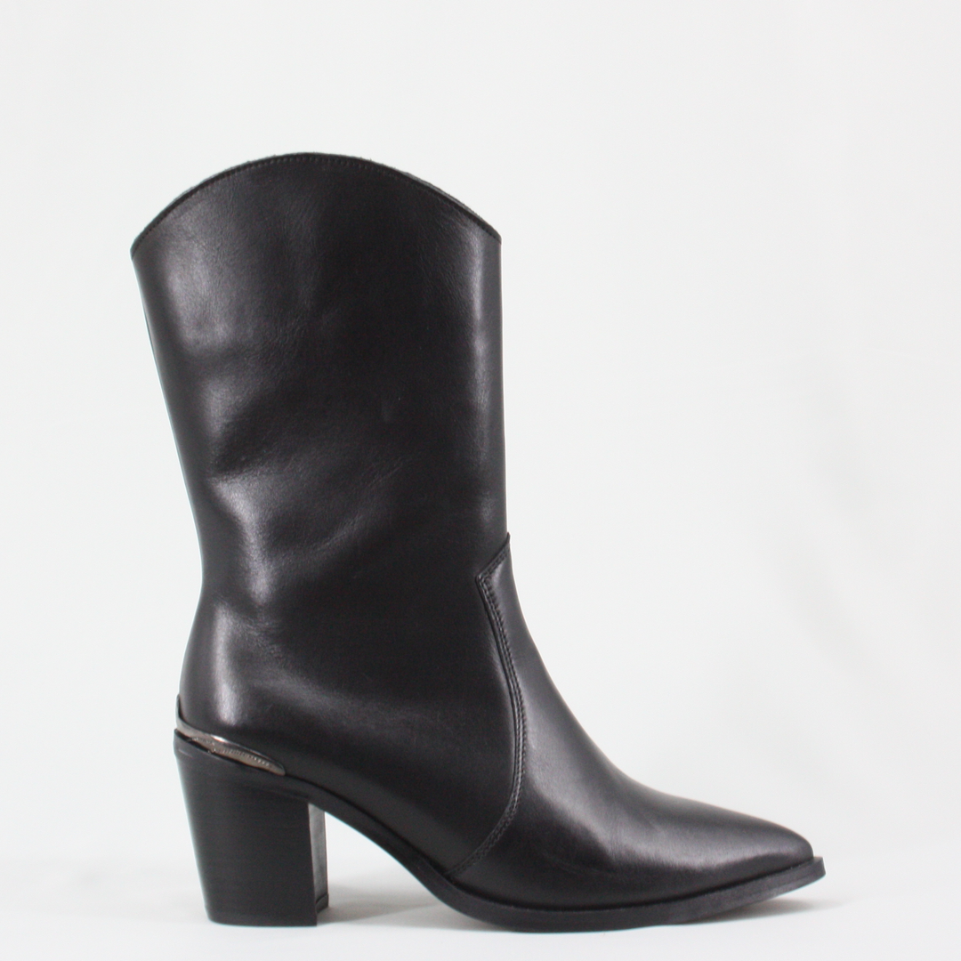 Alpe UTAH Black Cowboy Leather Ankle Boots