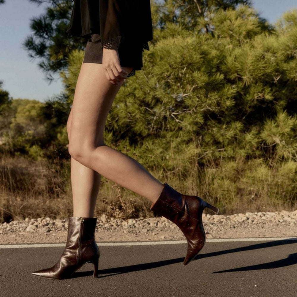 Angel Alarcon AVIANA Dark Brown Leather Ankle Boots